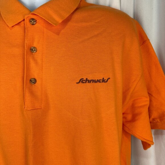 Gildan Ultra Cotton Orange Polo Shirt L Schnucks Logo 100% Cotton - Picture 2 of 7